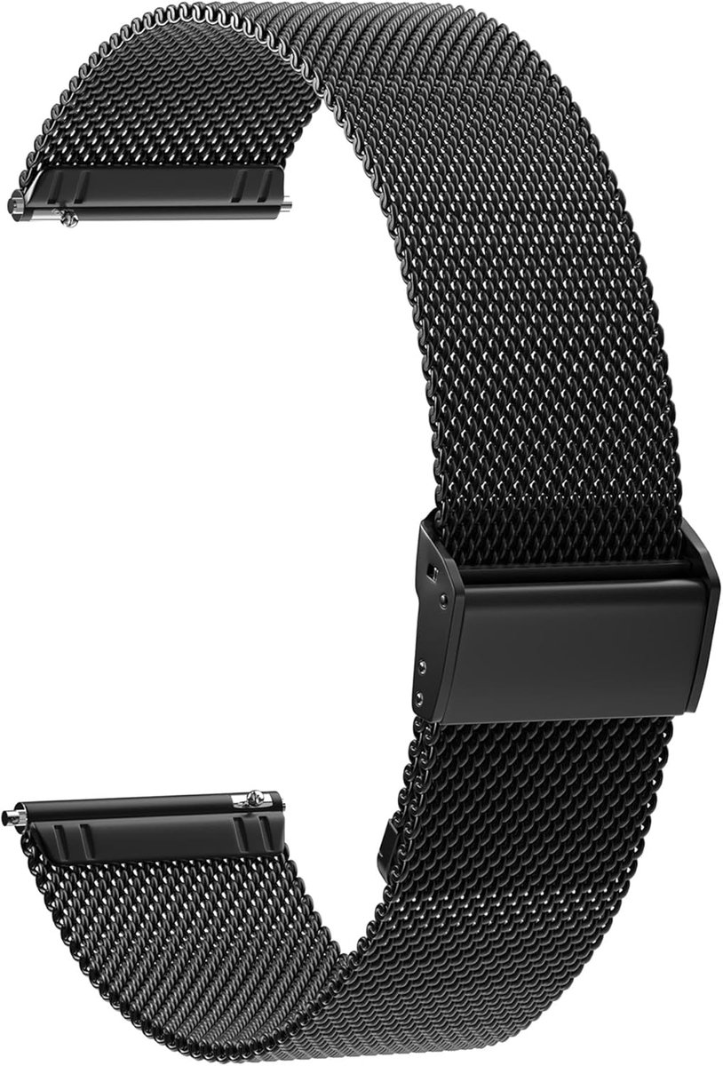 Aidormax 20mm RVS Mesh Horlogeband - Snelkoppeling - Zwart
