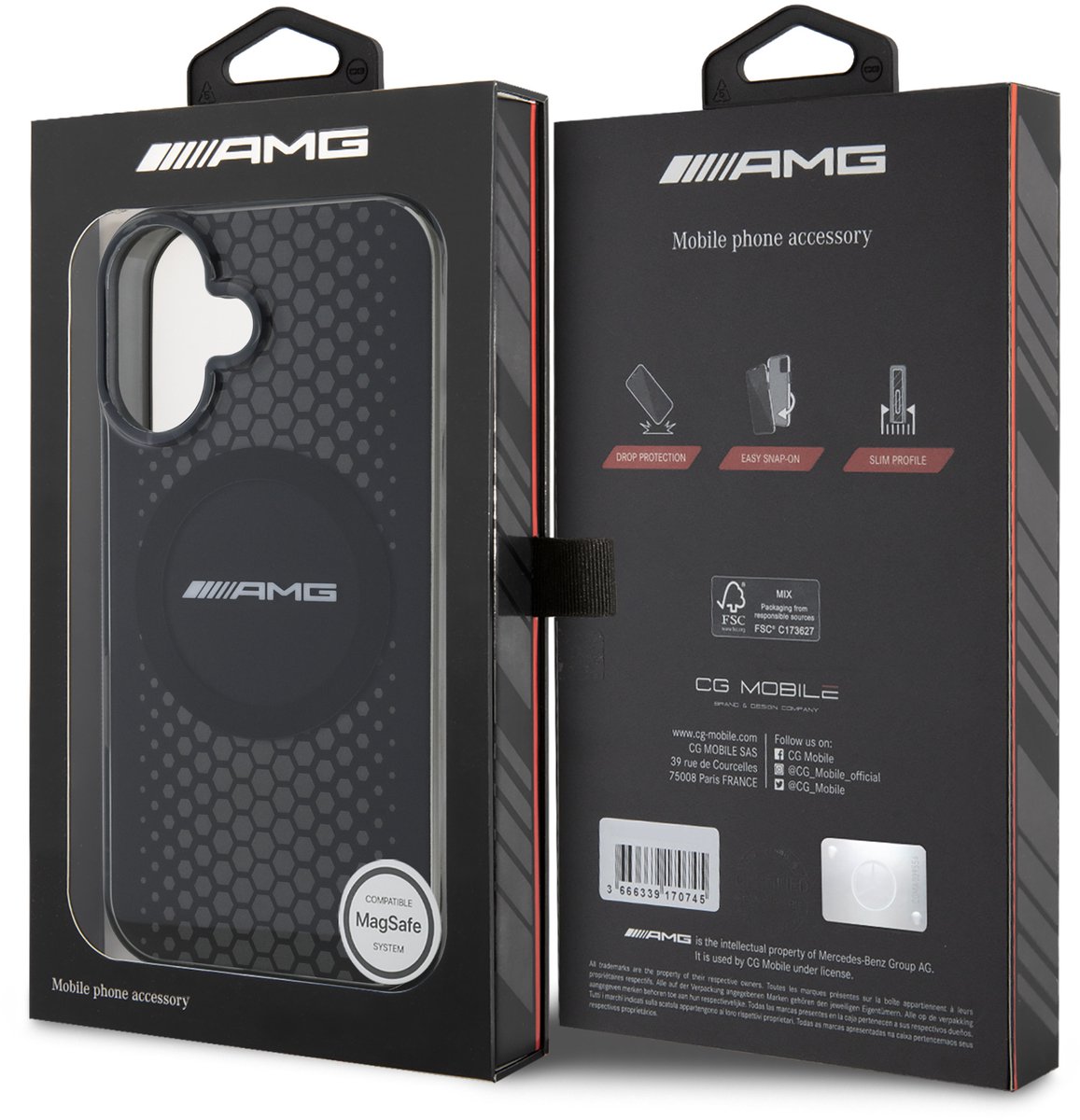AMG iPhone 16 Backcover hoesje Magsafe double layer - Zwart