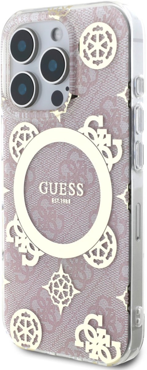 Guess iPhone 16 Pro Backcover hoesje - Magsafe IML - 4G Peony - Roze