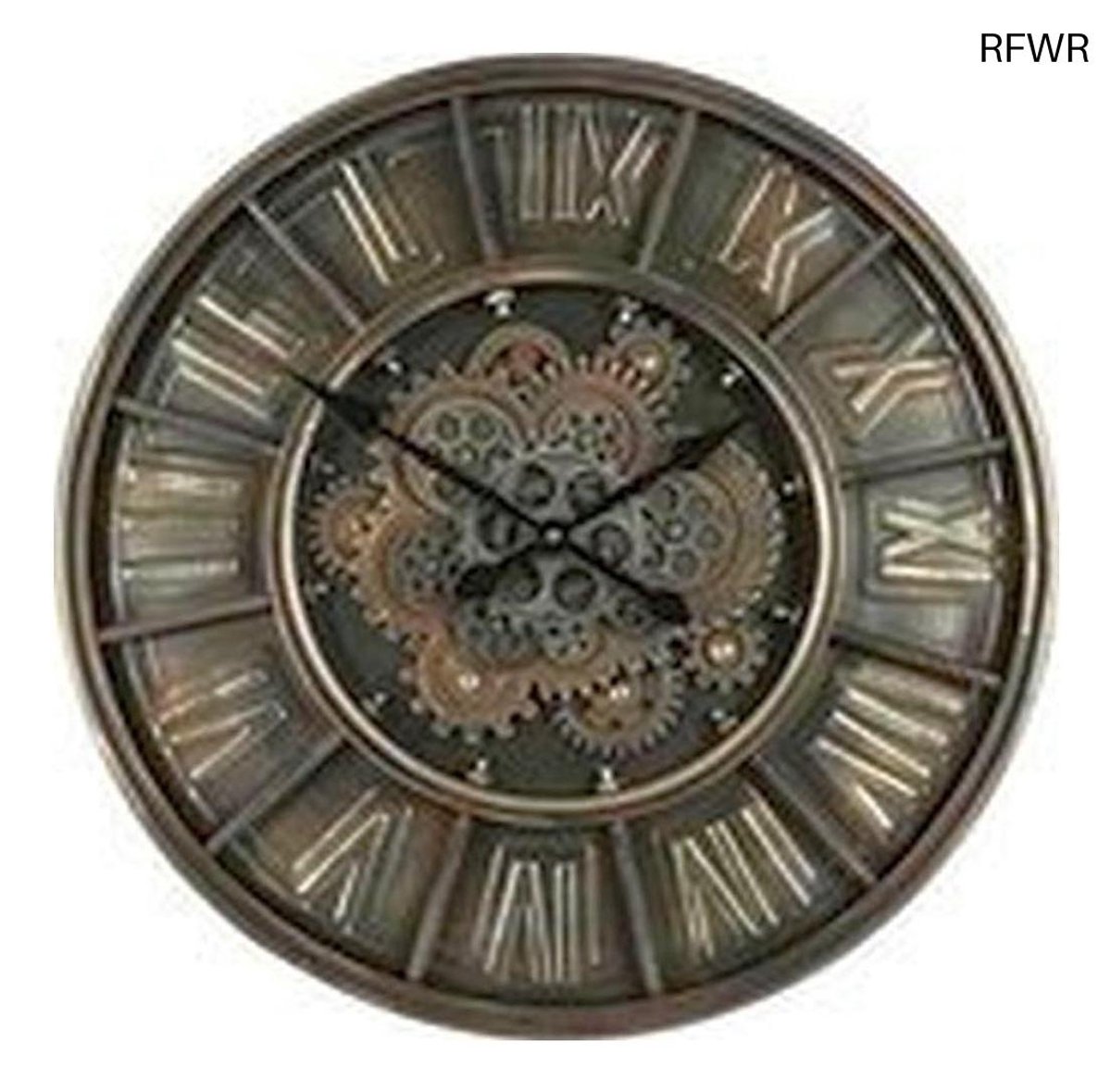 RFWR® Industrieel Wandklok met Bewegende Tandwielen - Donkergrijs - Ø 80 cm