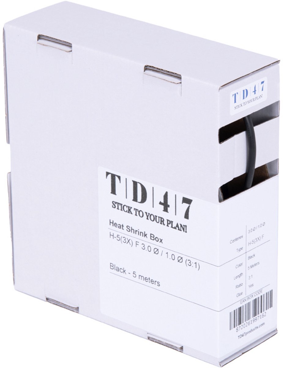 TD47 Krimpkous Box H-5(3x)-F 3.0Ø / 1.0Ø 5m - Zwart
