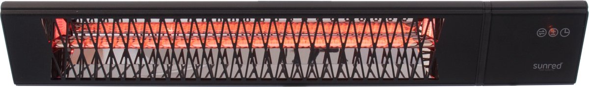 Sunred – Terrasverwarmer - Triangle - Dark lijn - Zwart - Wand model - Carbon rosé goud technologie - 2500 W – ECO - 9 standen - Afstand bestuurbaar - SMART – APP – Timer - Elektrische heater – SMART heater – SLIMME heater