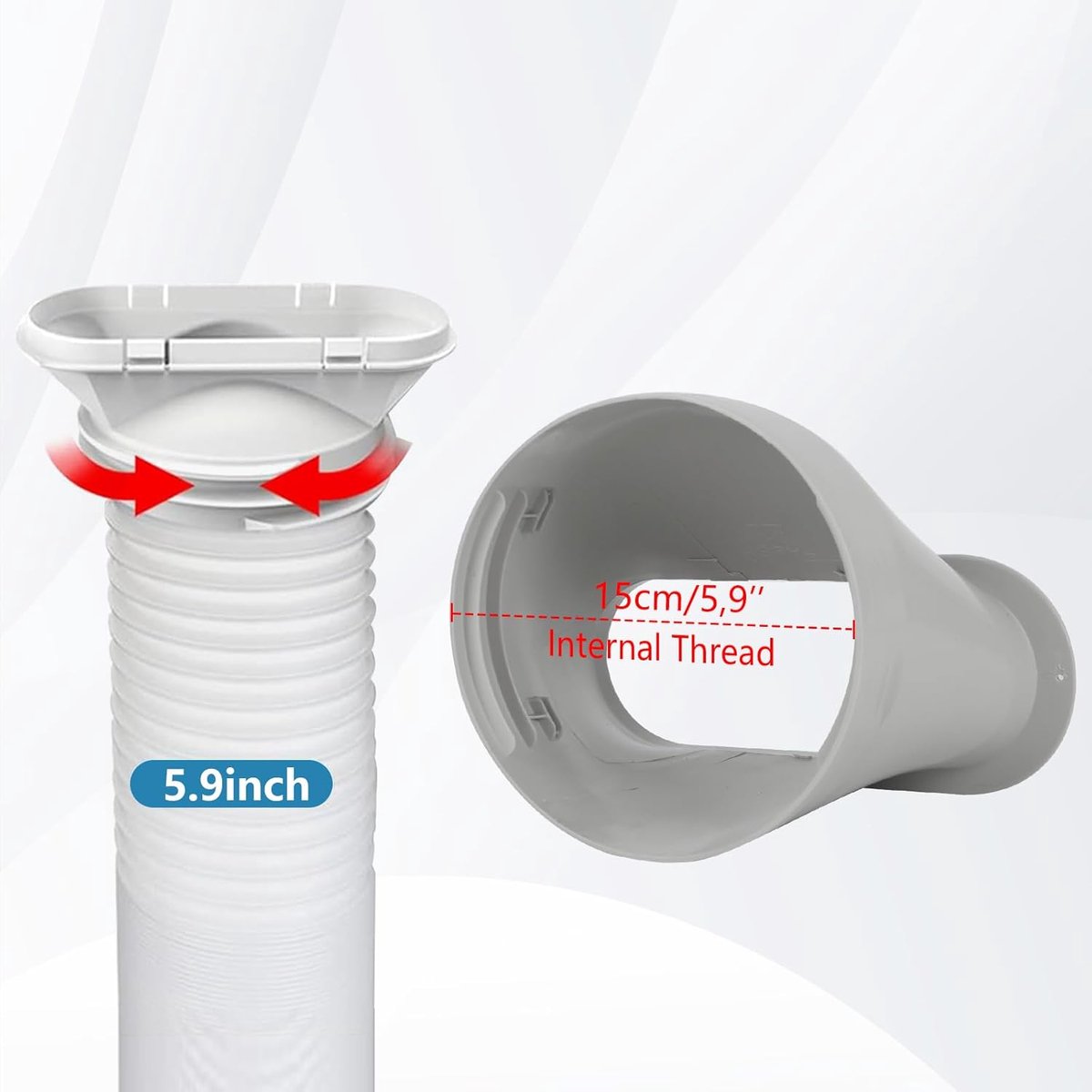 Koppelstuk Mobiele Airco Afvoerslang - Ø150Mm - Luchtafvoerslang - Plaat voor afvoerslang met een diameter van 15 cm - Voor verticale/horizontale schuiframen – foto 2