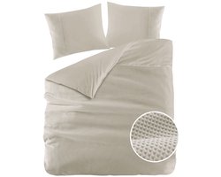 Papillon Dekbedovertrek Mendoza Wafel Zand Tweepersoons 200x200/220 cm - Hoogwaardige Percale Katoen Super Zacht