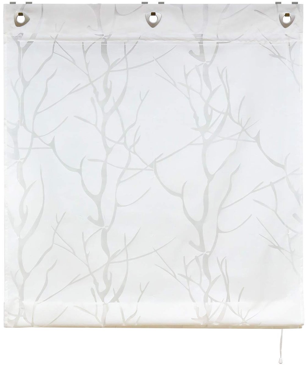 Ibenzoa Vouwgordijn met U-haken voor moderne keukeninrichting, halftransparant, wit, 60x140 cm
