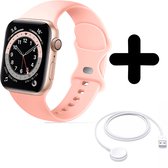 Bracelet adapté pour Convient au bracelet Apple Watch bracelet en silicone (rose clair) - Pour les modèles : 42/ 44/45/49 mm Incl. Chargeur adapté pour Apple Watch 1/2/3/4/5/6/7/8/9/ Ultra - Câble de charge - Câble