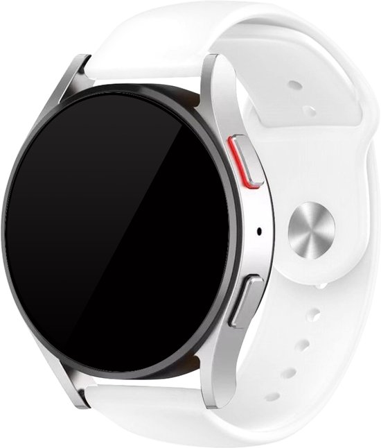 Bracelet Strap-it adapté au Samsung Galaxy Watch 5 40 mm bracelet en silicone lumineux (blanc) - Bracelet en silicone Galaxy Watch 5 40 mm - Incl. protection d'écran - Étui de protection pour étui - Étui rigide transparent à couverture complète