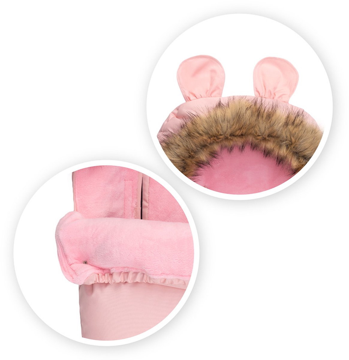 MoMi Cozy Voetenzak Kinderwagen - Winter Voetenzak - Met Zachte Pluche Voering - Openingen voor Veiligheidsgordels - Roze – foto 2