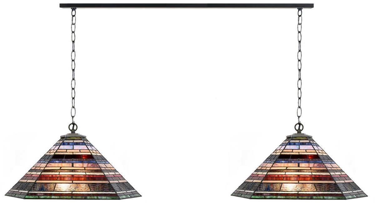Coloured by Art 2 x Tiffany Industrial met ketting lampen aan plafondbalk - Art Deco Trade Zwart
