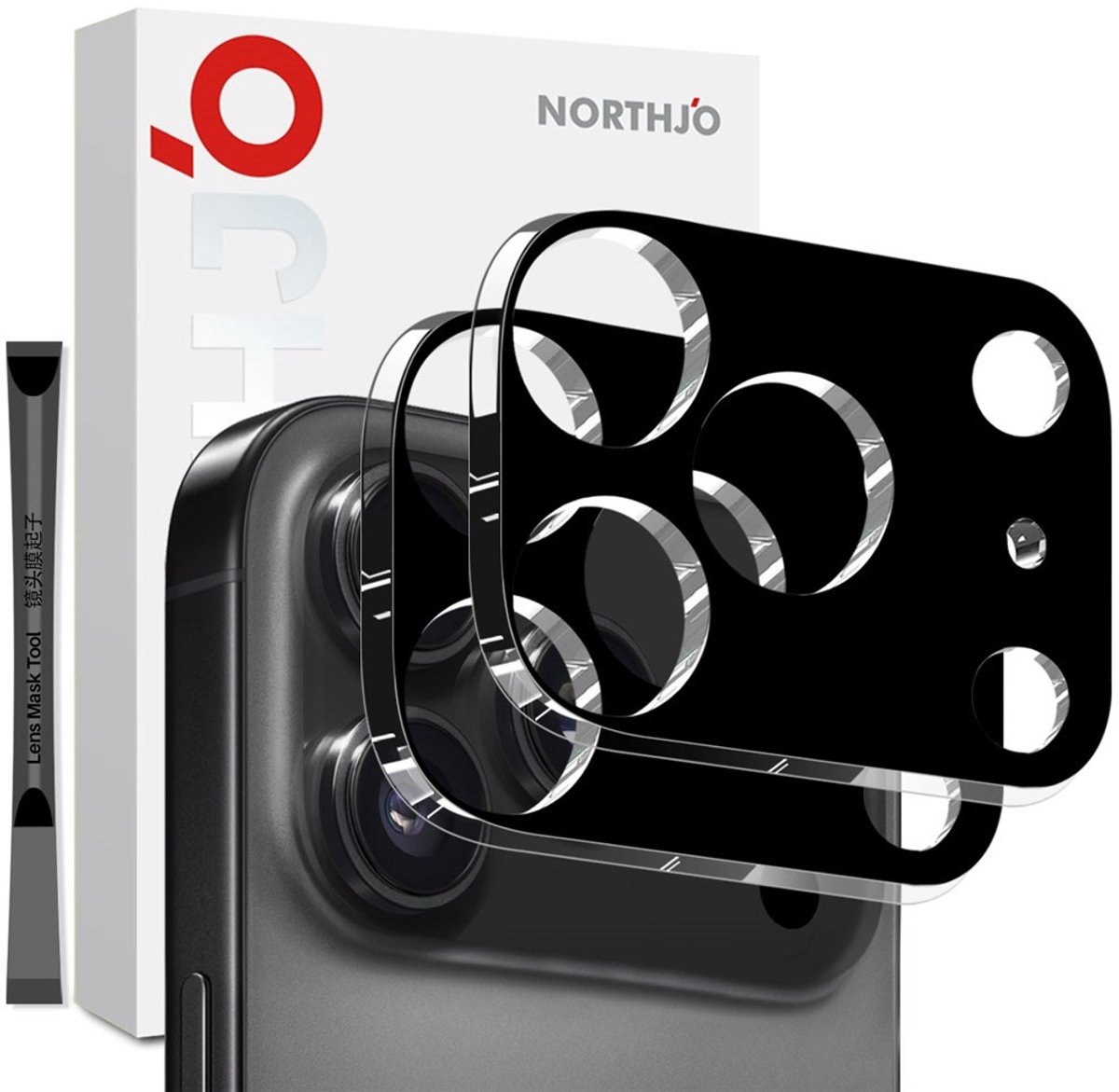 NORTHJO Camera Lens Protector - Geschikt voor iPhone 17 Pro Max Camera Lens Protector - NORTHJO 9H Tempered Glass Duo-Pack - Zwart