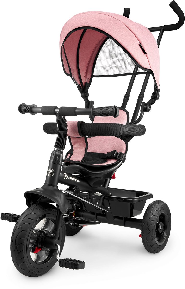 HyperMotion Kinderdriewieler van 1 Jaar tot 20 kg Kinderfietsen 1-4 Jaar Peuterfiets met Duwstuur Baby Peuterfiets Driewieler Ouderhandvat eerste Fiets Roze