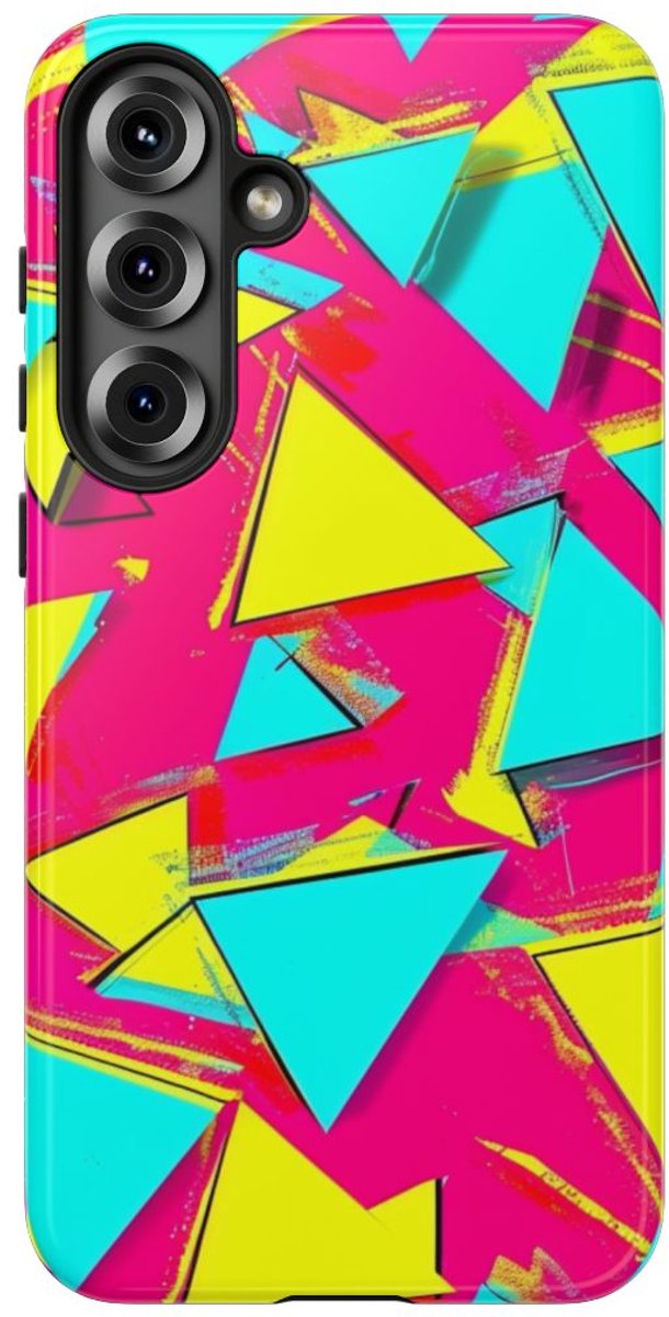 Neon Driehoeken Abstract Patroon – Telefoonhoesje Geschikt voor Samsung Galaxy S25 Plus