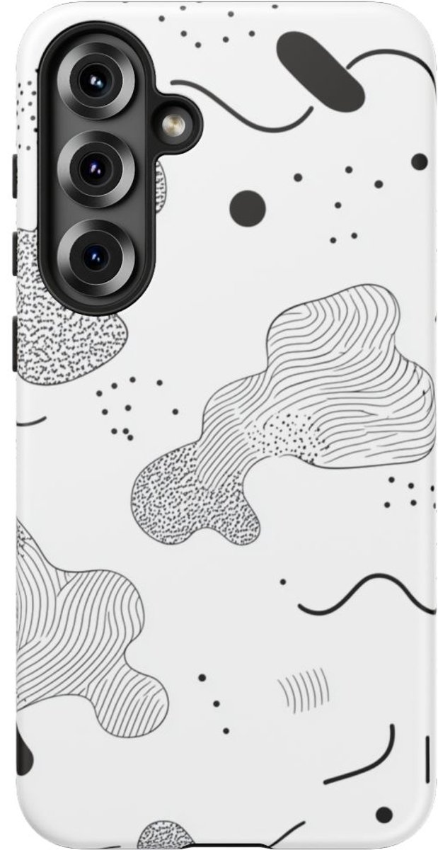 Abstract Zwart-Wit Minimalistisch Patroon – Telefoonhoesje Geschikt voor Galaxy S25 Plus