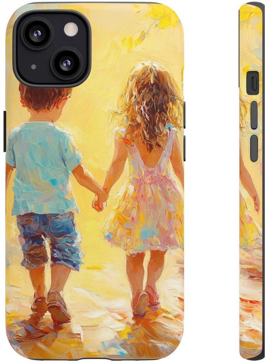 Kinderen Hand in Hand Schilderij – Telefoonhoesje Geschikt voor iPhone 13