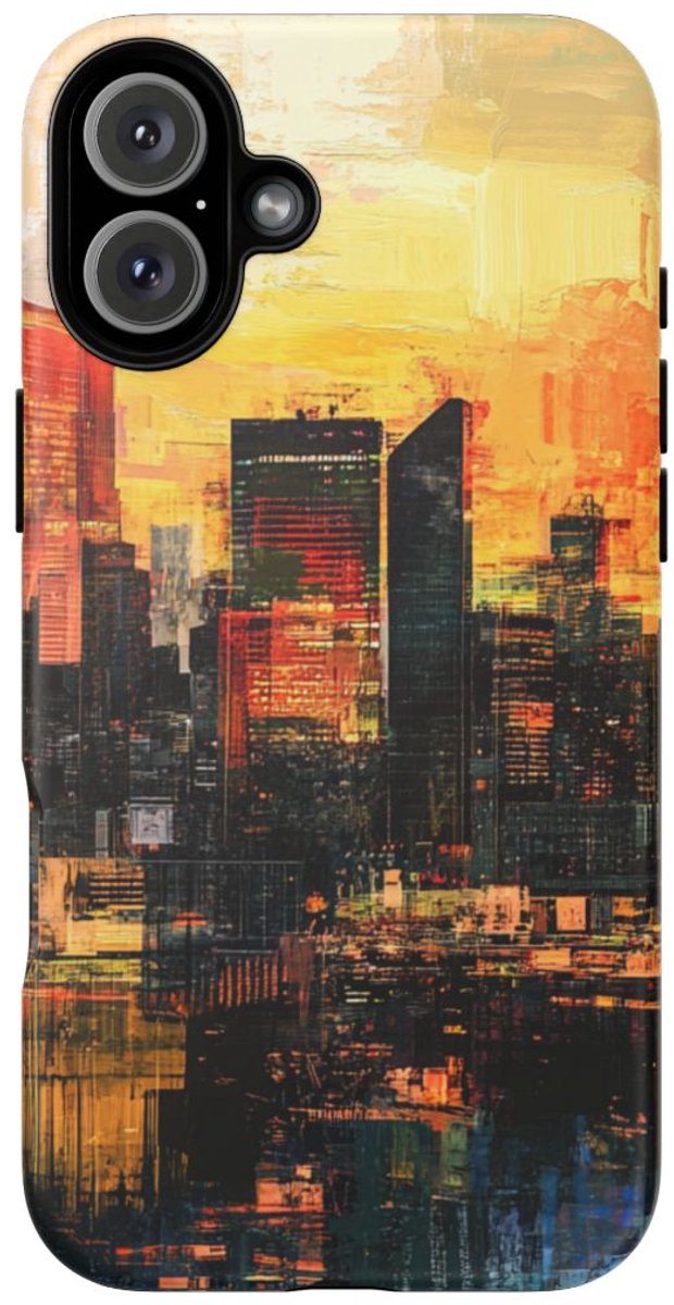 Abstracte Stedelijke Zonsondergang – Telefoonhoesje Geschikt voor iPhone 16 Plus
