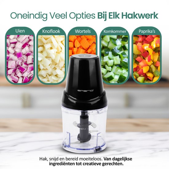 Emerio Hakmolen - Elektrische Food Chopper - 500ML - 400 W - MC-132890 Zwart van Emerio — afbeelding 4