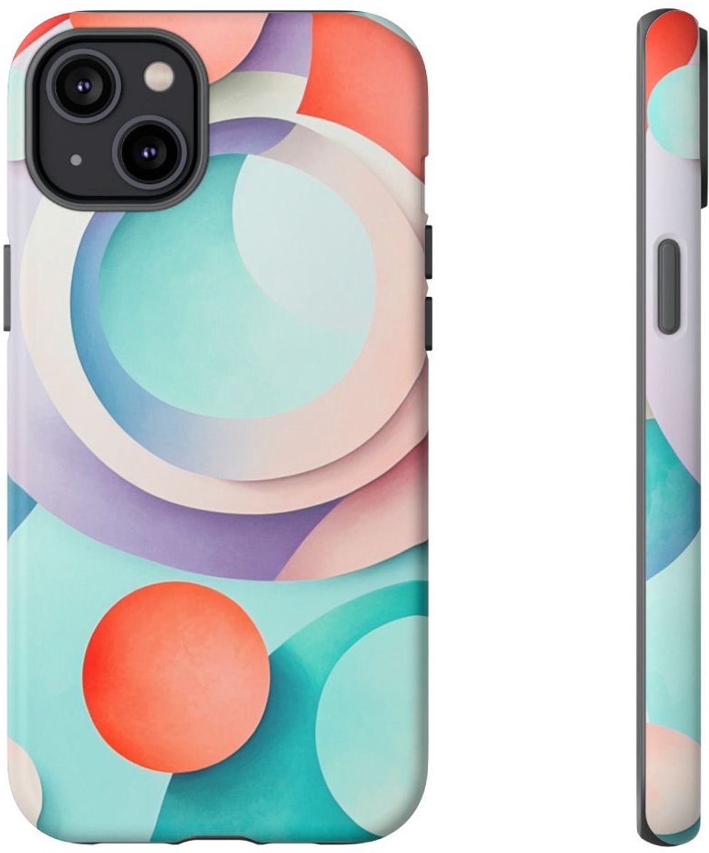 3D Pastel Cirkels Abstracte Kunst – Telefoonhoesje Geschikt voor iPhone 14 Plus