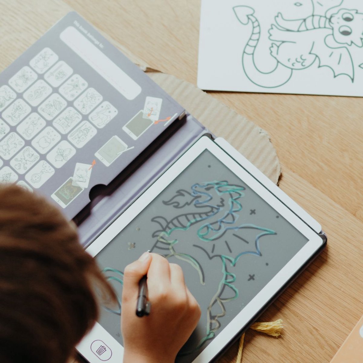 BEAU by Bo Kidywolf Kidydraw Mini Tekenboek met LCD-scherm Galaxy + Refill Dieren & Oceanen en Piraten