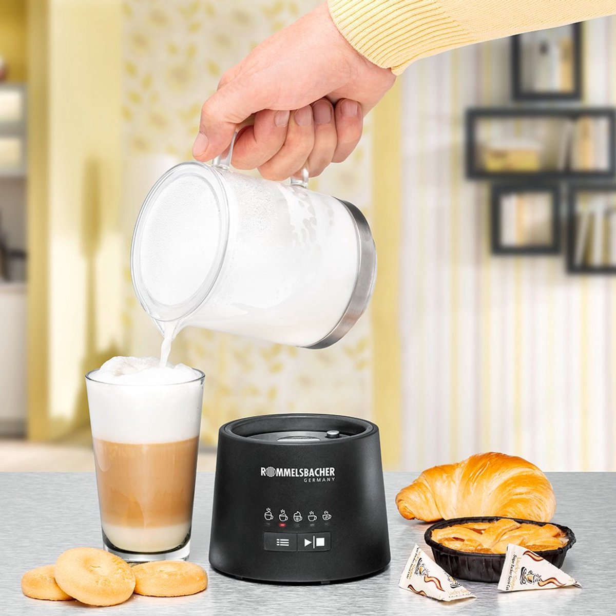 ROMMELSBACHER MS 625 Melkopschuimer met Glazen Kan, 5 Programma's voor Cappuccino, Latte Macchiato, Chocolademelk, Geschikt voor Plantaardige Melk, Testsieger ETM 2026 — cadeau in Kookcadeaus - foto 3