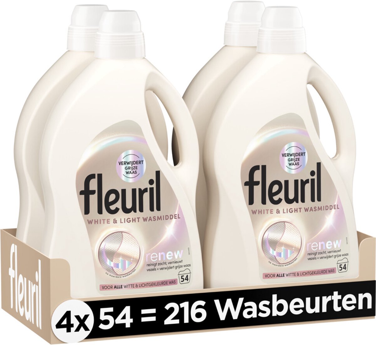 Goedkoopste 4x Fleuril White & Light Wasmiddel 54 wasbeurten 2,430 liter
