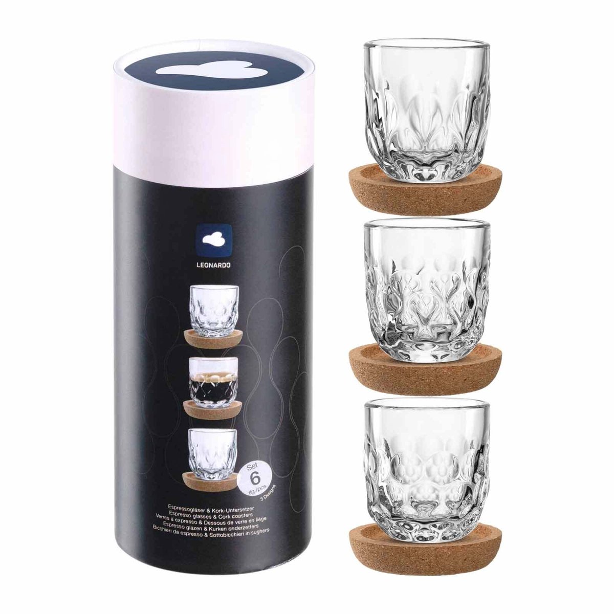 Verres à Expresso GOCCE Leonardo Home - Lot De 2, Design Goutte Transparent, Passe Lave-vaisselle
