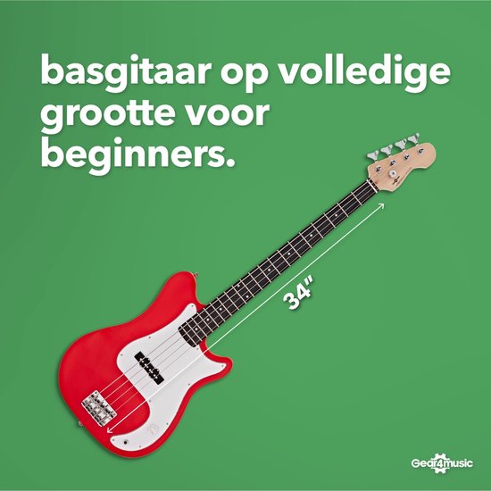 Rode VISIONSTRING basgitaar van 34 inch, perfect voor beginners.