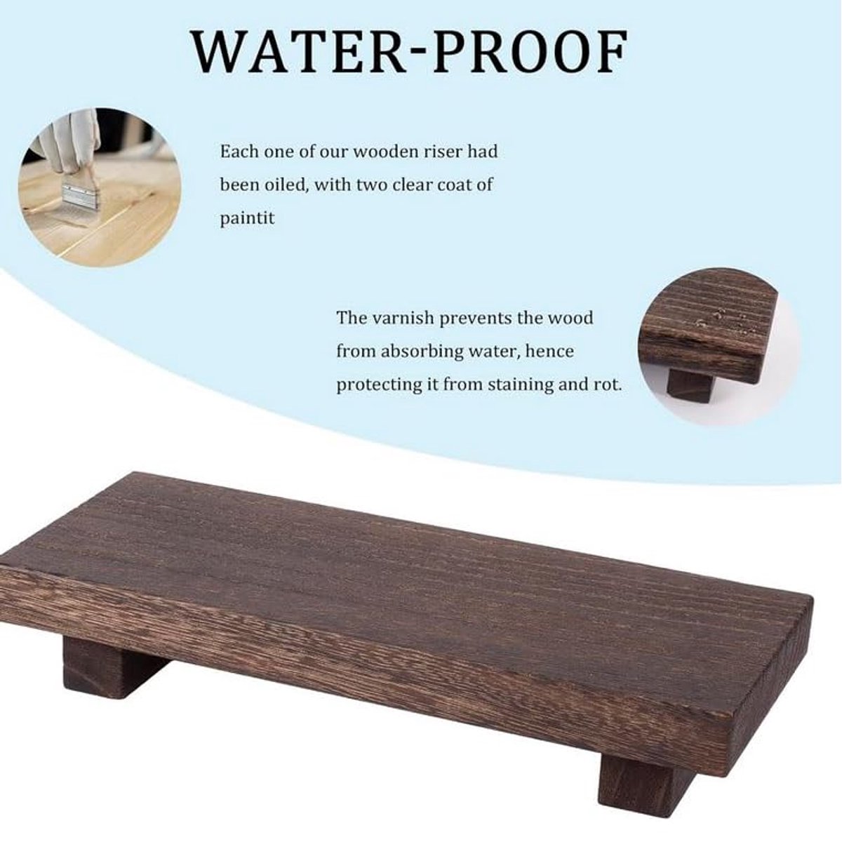 SOMEDA® Podest-zeepbakje, 23 x 15 cm, rustiek houten dienblad voor keuken en badkamer, ideaal voor zeep, planten, kaarsen, bruin