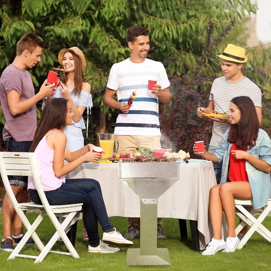 Grill Houtskool BBQ Fioren - Voor Tuin, Camping & Outdoor - Draagbare Trechterbarbecue met Plank - Roestvrijstaal - 48x63x90 cm van Merkloos — afbeelding 4