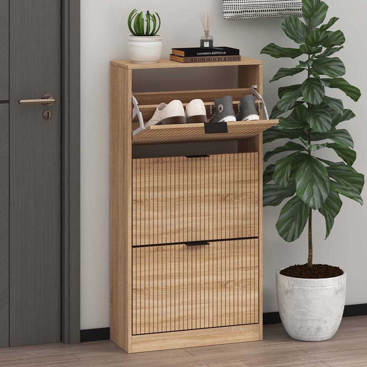 Schoenenkast LUGOCHA 2 deuren beige