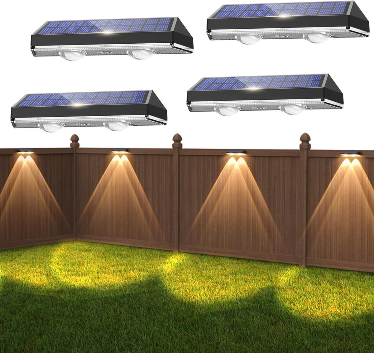 Wandlampen op zonne-energie voor buiten - 4 stuks IP65 waterdicht - 3 lichtmodi - Tuinverlichting op zonne-energie met LED - Hekverlichting