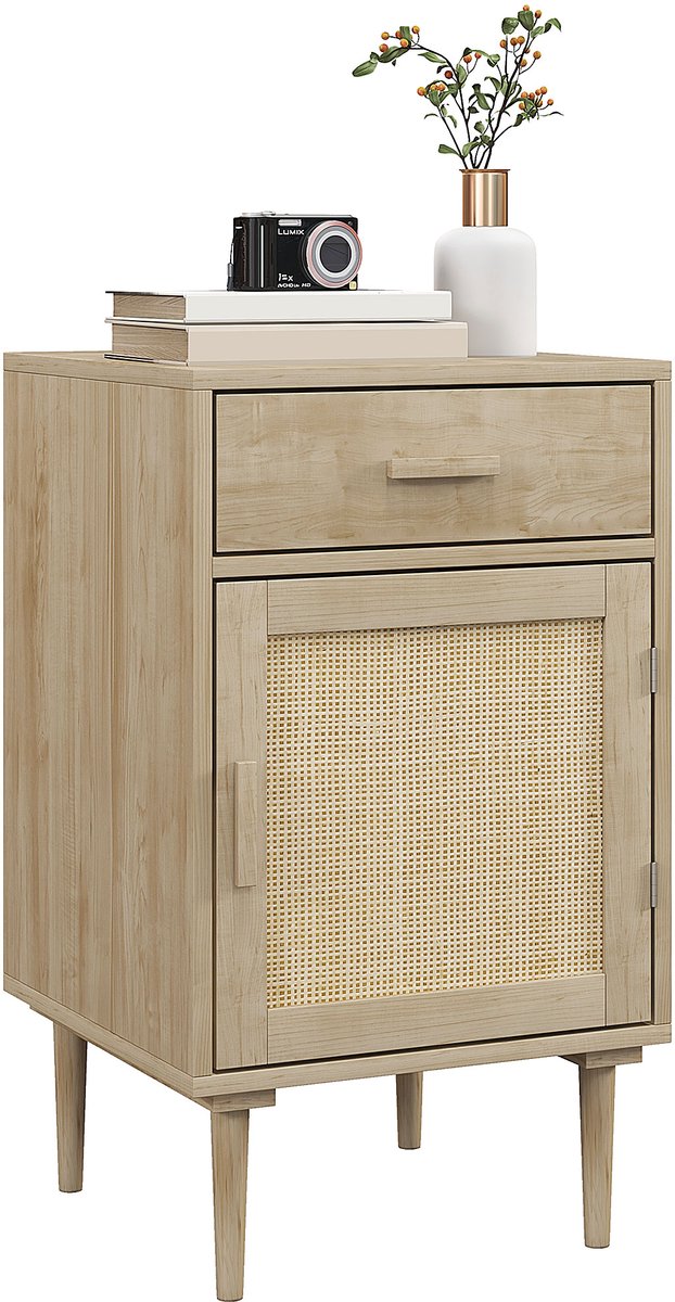 HOMCOM-Nachtkastje-Spaanplaat-40x40x68,5cm-Natuurlijk hout