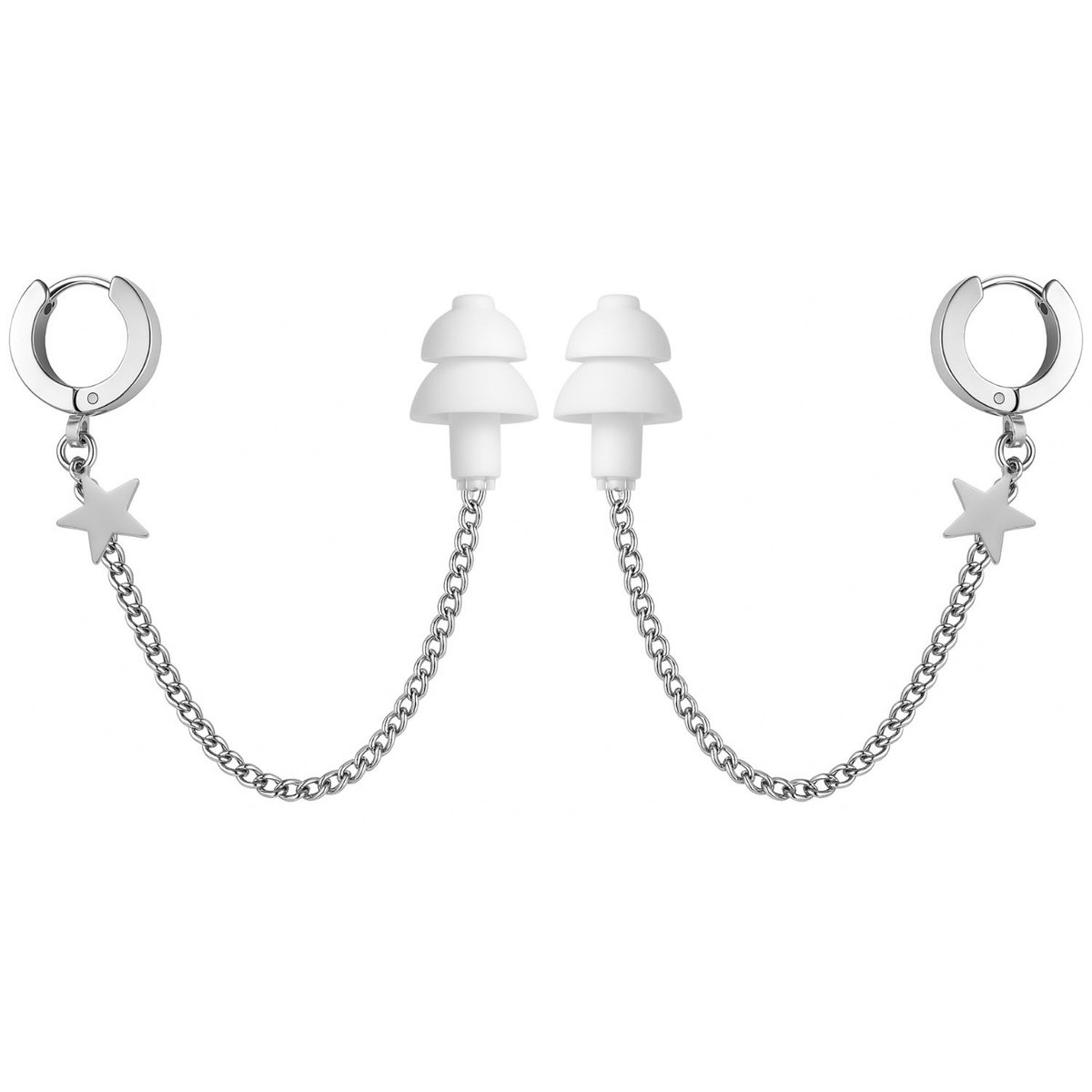 Oorbellen Voor Oordopjes - (Ster) - Oordopjes Festival - Oordoppen - Oorbellen Dames - Te Gebruiken Met Airpods - Zilverkleurig - RVS
