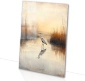 Reiger in rustgevend landschap - Reiger glasschilderijen - Schilderij vogel - Realisme - Acrylglas schilderijen - Kunst op glas - acrylglas 80x120 cm