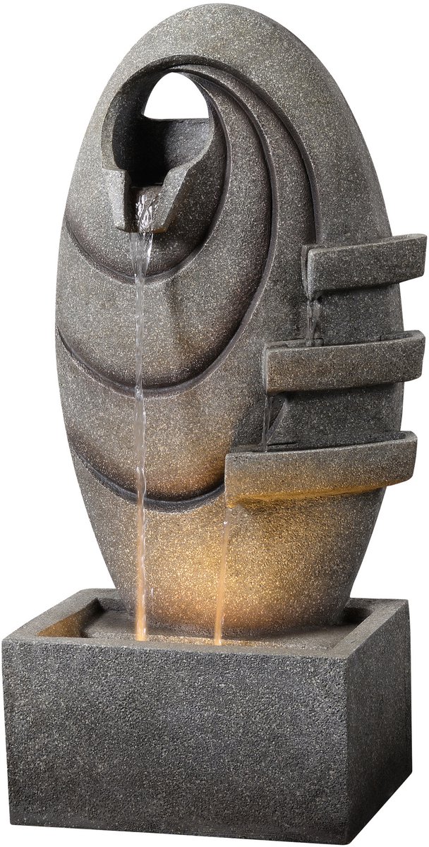 Teamson Home Tuin Waterornament - Modern ovaal Ontwerp - Waterfontein - Grijs