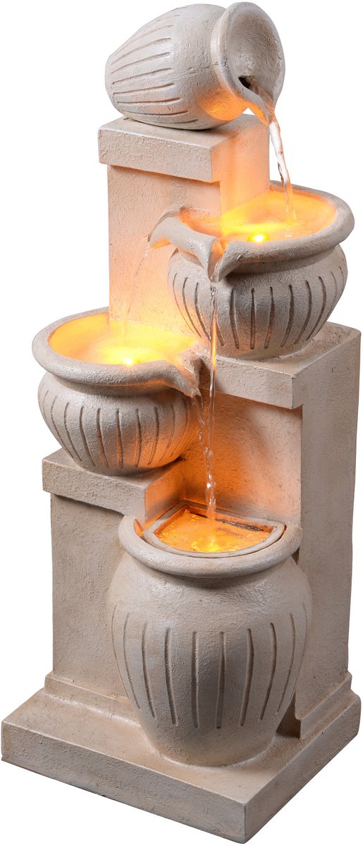 Teamson Home Tuin Waterornament - Zonne-energie - Waterfontein - 4-Laags - Natuurlijk