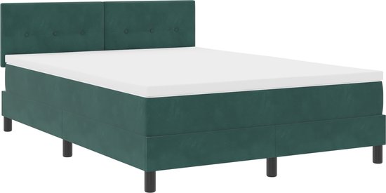 vidaXL - Boxspringbed - met - Matras - & - LED - Donkergroen - 140x200 - cm - Velvet