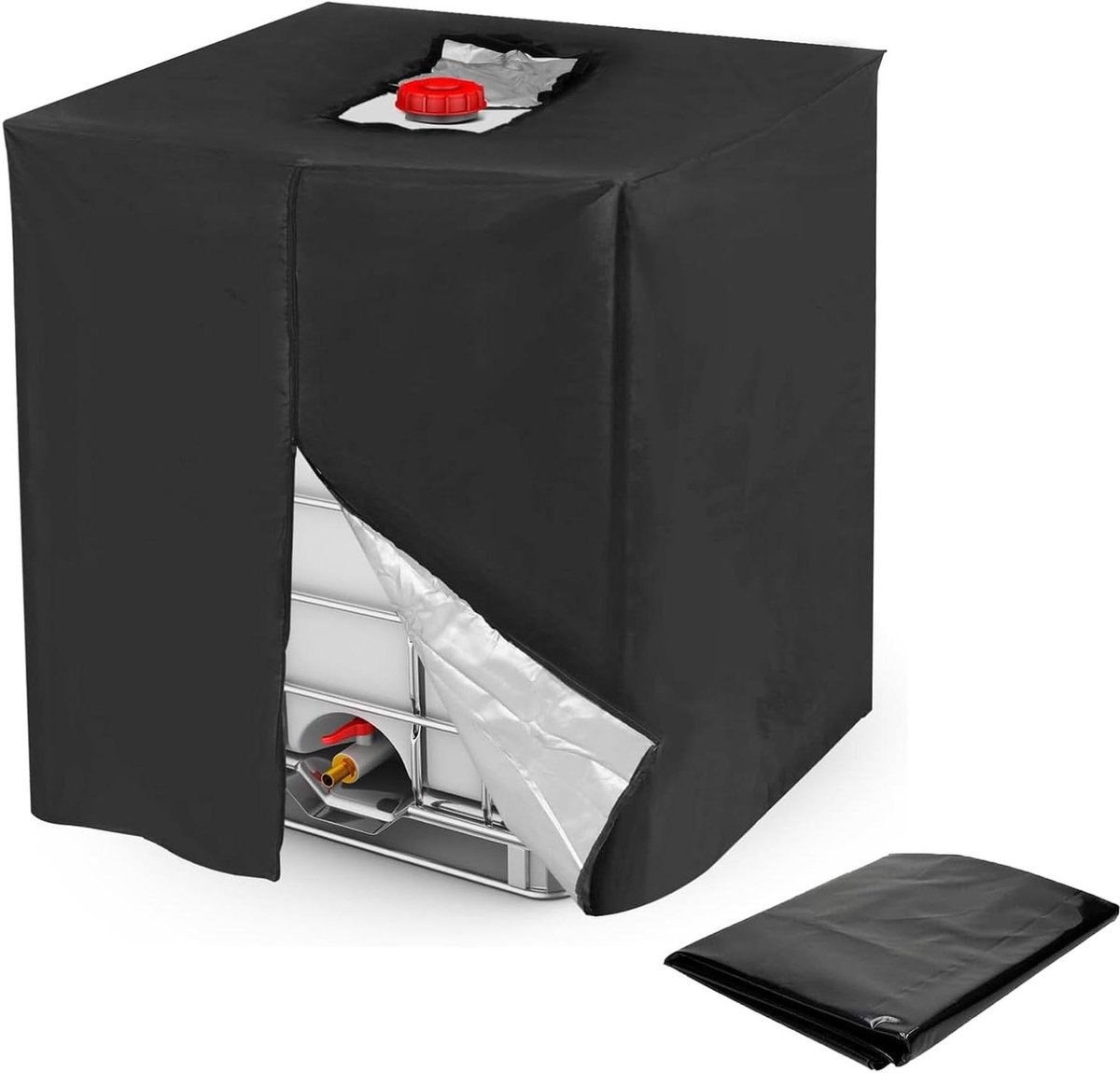 Tank Cover 1000 Litres Water Tank Cover - Accessories Rain Barrel Cover 420D Protective Tarpaulin with Zip for Tank Containers