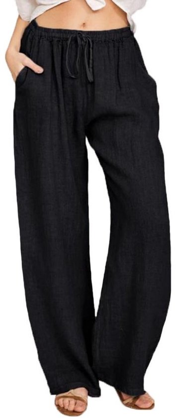 Dames Broek Katoen Linnen Broek Joggingbroek Hoge Taille Koord Wijde Pijpen Broek Rechte Broek Vrouwen Grote Maat Corduroy Broek Tall Size Pyjama Broek Womens, Blauw, M