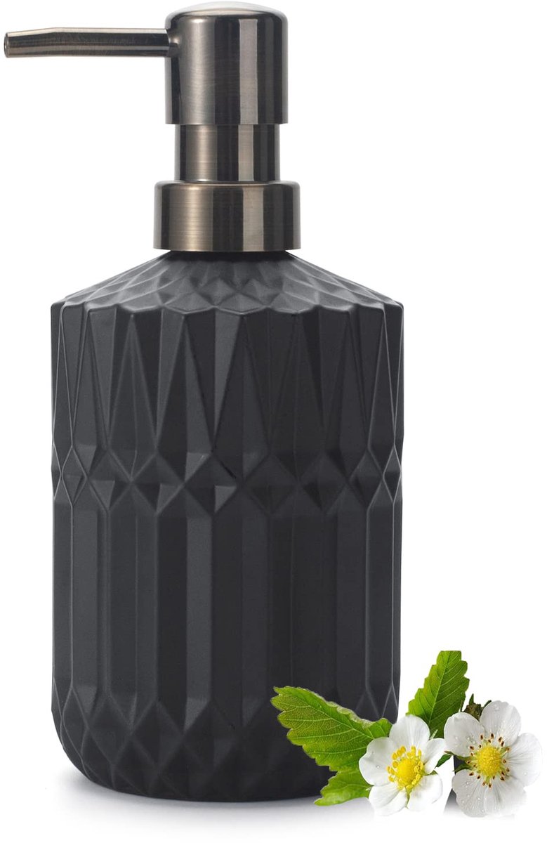 Ibenzoa® Transparante Glazen Zeepdispenser met Klassiek Design en ABS Pomp voor Badkamer en Keuken