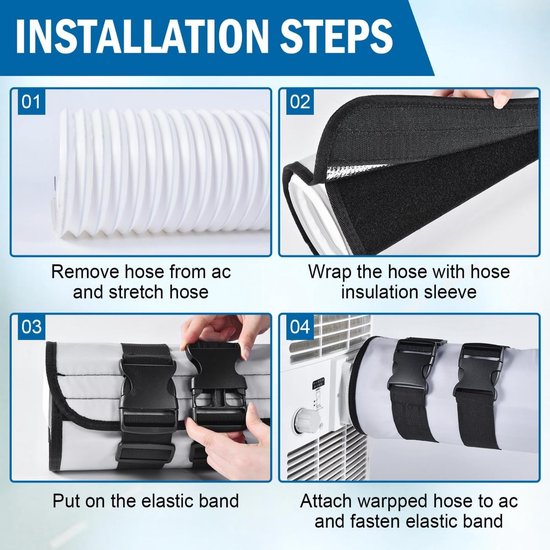 Airco Slang Cover,Stofdicht Wrap Airconditioner Slang Verstelbare Cover, AC-slang Beschermhoes Voor Hotel, Werkplek, Wasbare AC-slangmof Voor