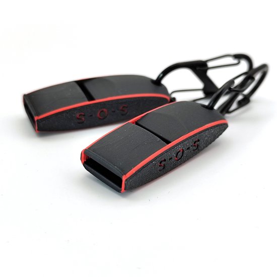 Noodfluitje met sleutelhanger - 2 stuks