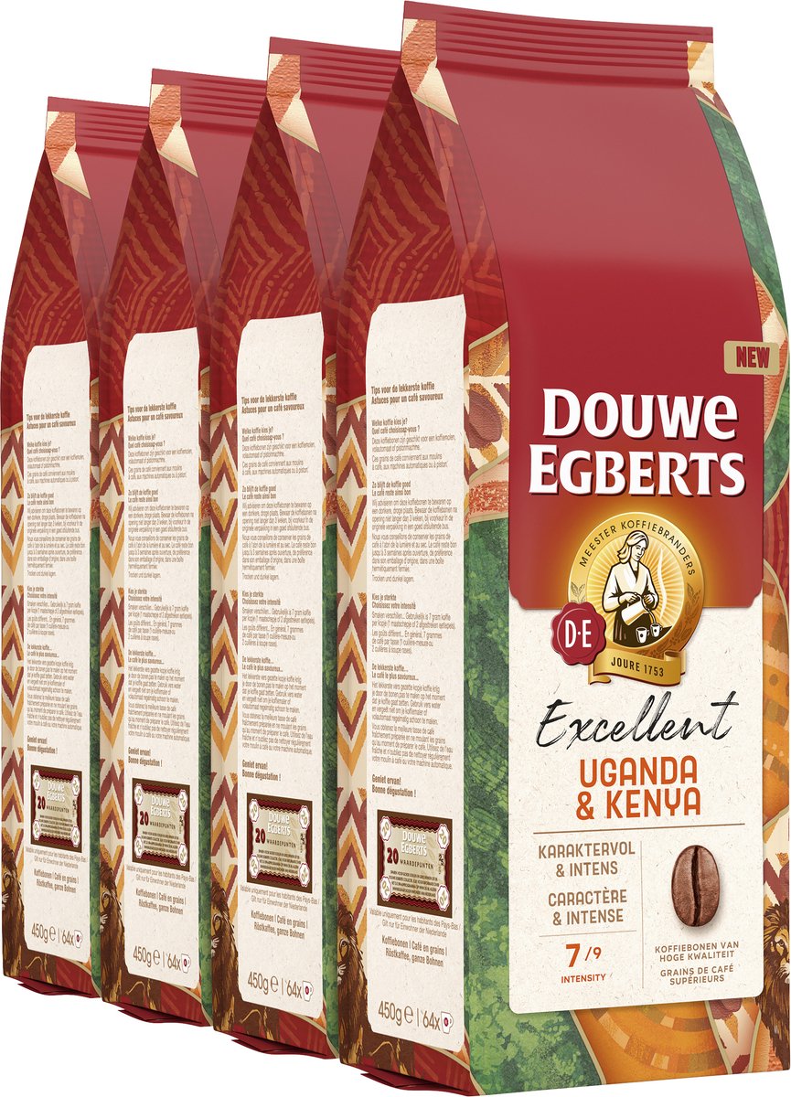 Douwe Egberts excellent uganda & kenya koffiebonen 4 x 450 gram afbeelding