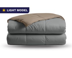 Zelesta Deluxe Duo Light - Anthracite & Taupe 140x200 - Zomerdekbed zonder overtrek - Katoenen dekbed - Dekbed met vaste hoes - Hoesloos dekbed