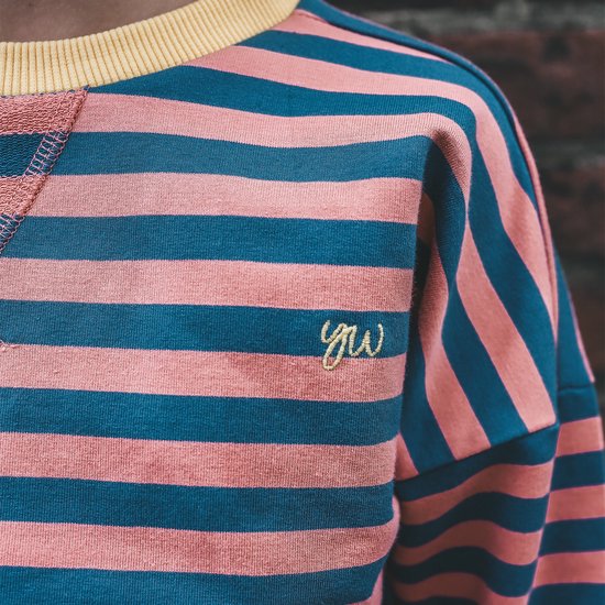 Tricot français à rayures | Sweat | Bleu | Rose | Pull oversize | Enfants unisexes | Vos souhaits