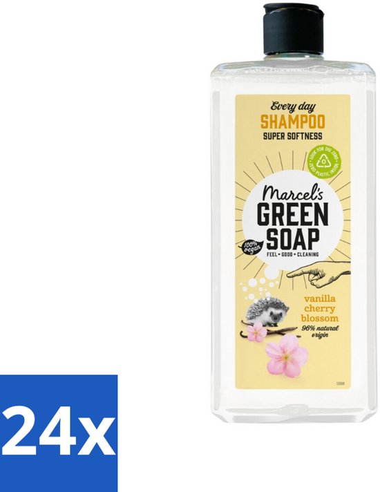 Foto: Marcel s green soap every day shampoo vanilla cherry blossom versterkt verzorgt 300 ml voordeelverpakking 24 stuks