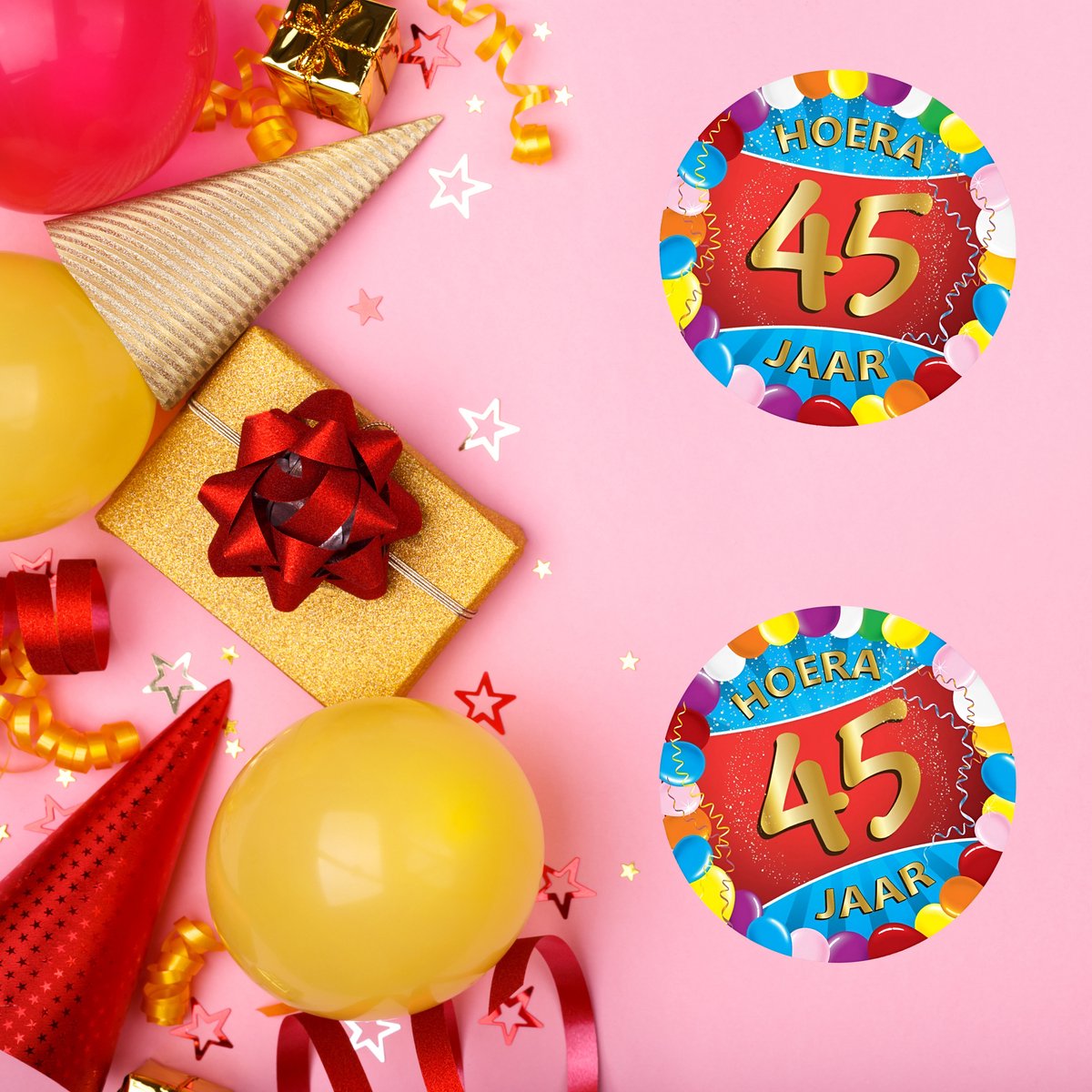 Bierviltjes 45 jaar - 25x stuks - multicolor - verjaardag/feest - feestartikelen