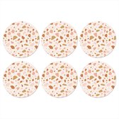 Sous-verres de verre ronds, motif terrazzo, multicolores, saumon, 10 x 10 cm, lot de 6.
