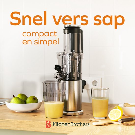 KitchenBrothers Slowjuicer - Verticaal - Juicer - Groenten en Fruitpers - 80 mm - 750 ml - Grijs van KitchenBrothers — afbeelding 2