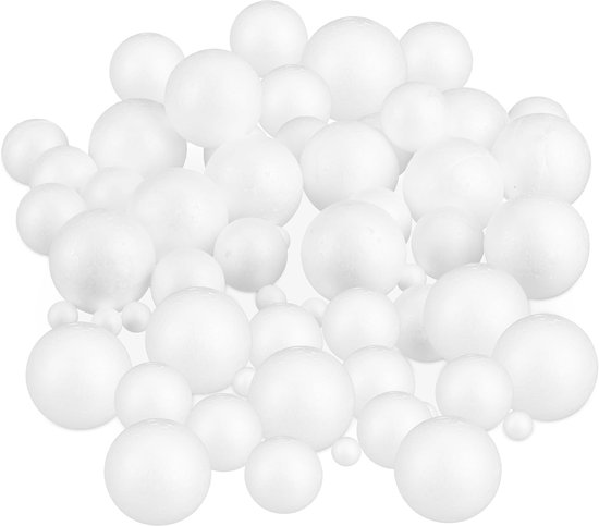 : Doodadeals® - Piepschuim Ballen – Knutselballen – Hobby – Ø 2, 5 en 7 cm – Wit – 72 Stuks