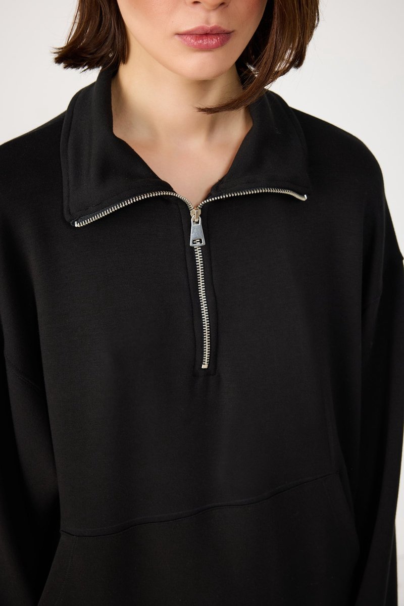 Sweat-shirt en modal à demi-fermeture éclair